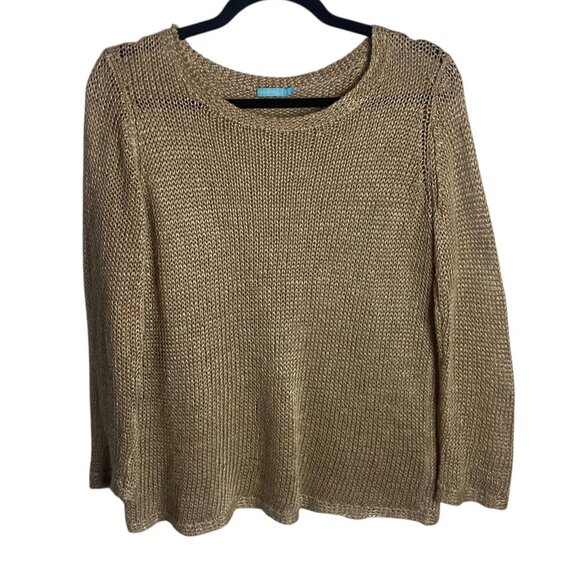 J Mclaughlin Size Small Raelyn Linen Blend Sweater Sand Brown Netural Minimal - Picture 1 of 9